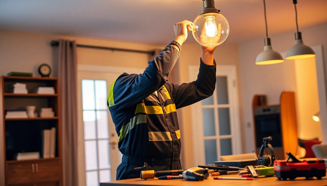 Expert Elektriker Notdienst providing emergency electrical repair in a home environment.